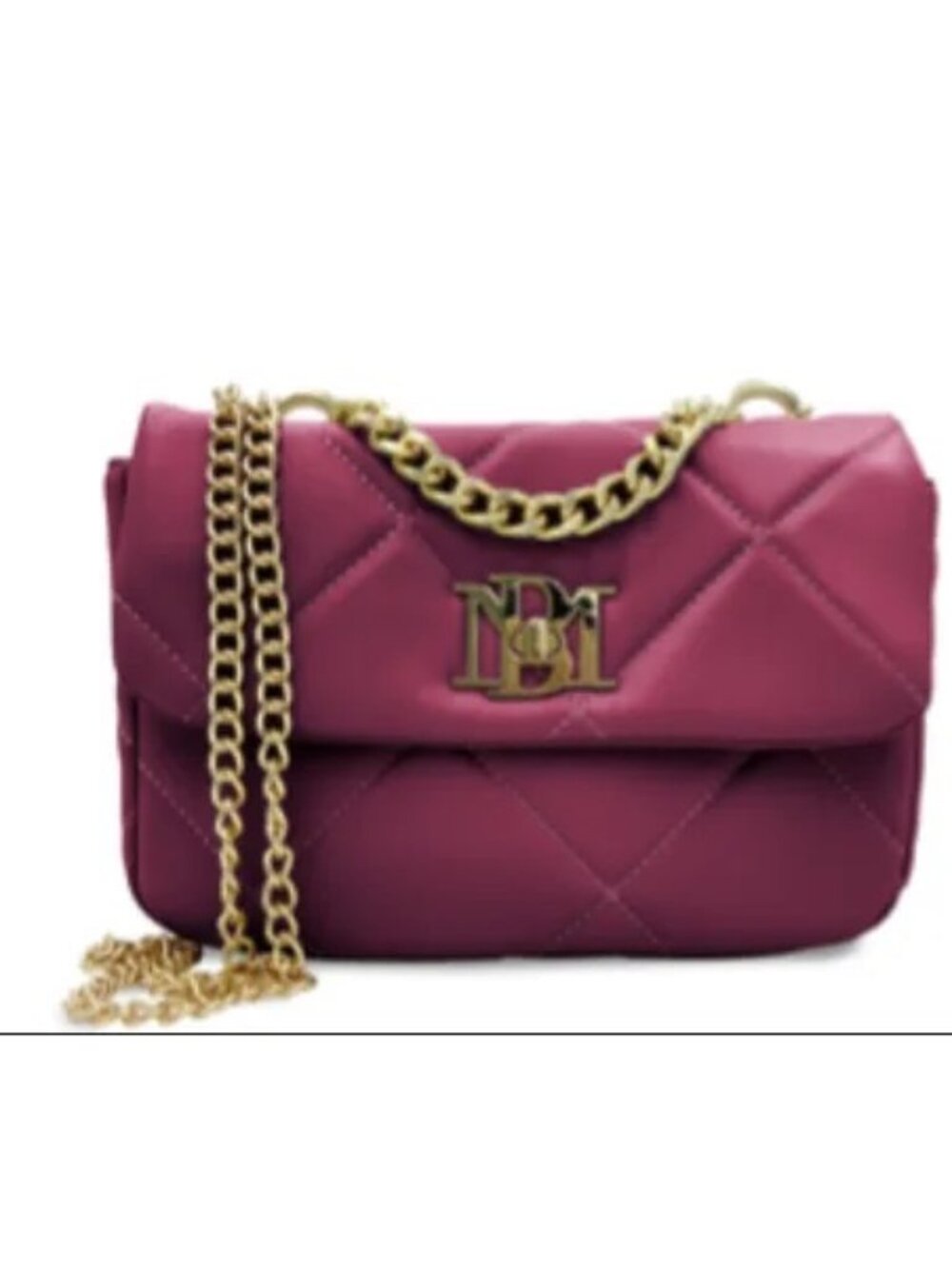Badgley Mischka Plum Quilted Chain Crossbody Bag BM-4176